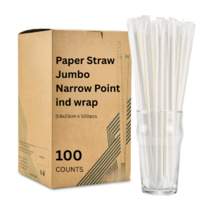 Paper Straw Jumbo Narrow Point ind Wrap 0.8x23cm x 100pcs