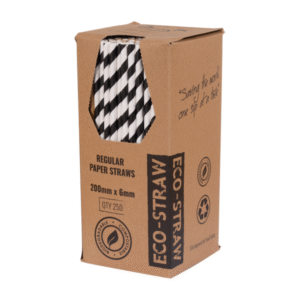 Paper Straw – Black & White Stripe 200mm x 250pcs
